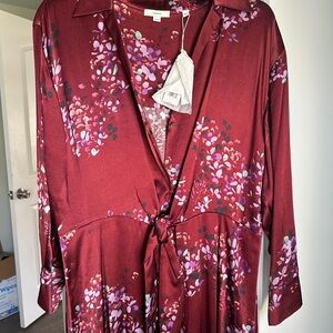 Vince Burgundy Floral Dress